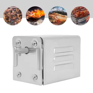 110V Low Speed Quiet BBQ Motor - Brushed Stainless Steel Outdoor Barbecue Rotisserie Driver