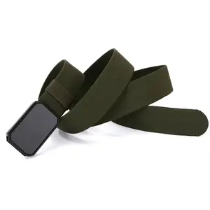 Magnetic automatic buckle men's leather belt, outdoor elastic casual canvas nylon belt for trousers