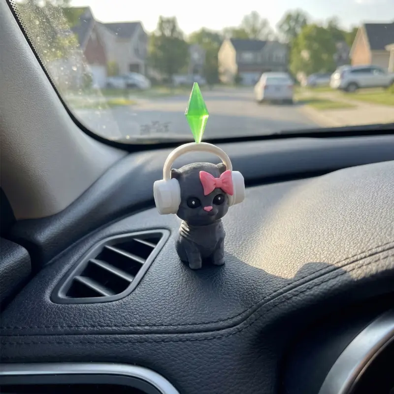 Dancing Plumbob Cat - The Sims Inspired Bobblehead for Car Dashboard Decorations, Car Interior Decorative & Desk Decor, Car Ornament, Aesthetic Car Accessory