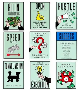 Set Of Monopoly Wall Art Prints: Board Game Decor, Games Room Gallery Wall Art