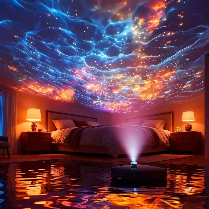 LED Northern Lights Aurora Magic Ball Lamp, LED Atmosphere Lamp, Decorative Atmosphere Light, Remote Control Galaxy Star Night Light for Bedroom Ceiling Game Room, Projection Light