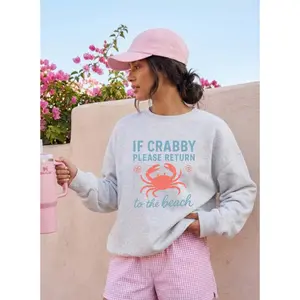 Beach Crabby Crab Graphic Crewneck | Graphic Sweatshirt | Cozy Unisex Pullover