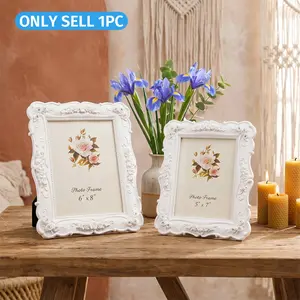 European Style Rose Embossed Photo Frame, Resin Hand-Painted 3D Rose Design, Home Decor for Bedroom, Living Room, Desk, Wedding Gift, Picture Frame