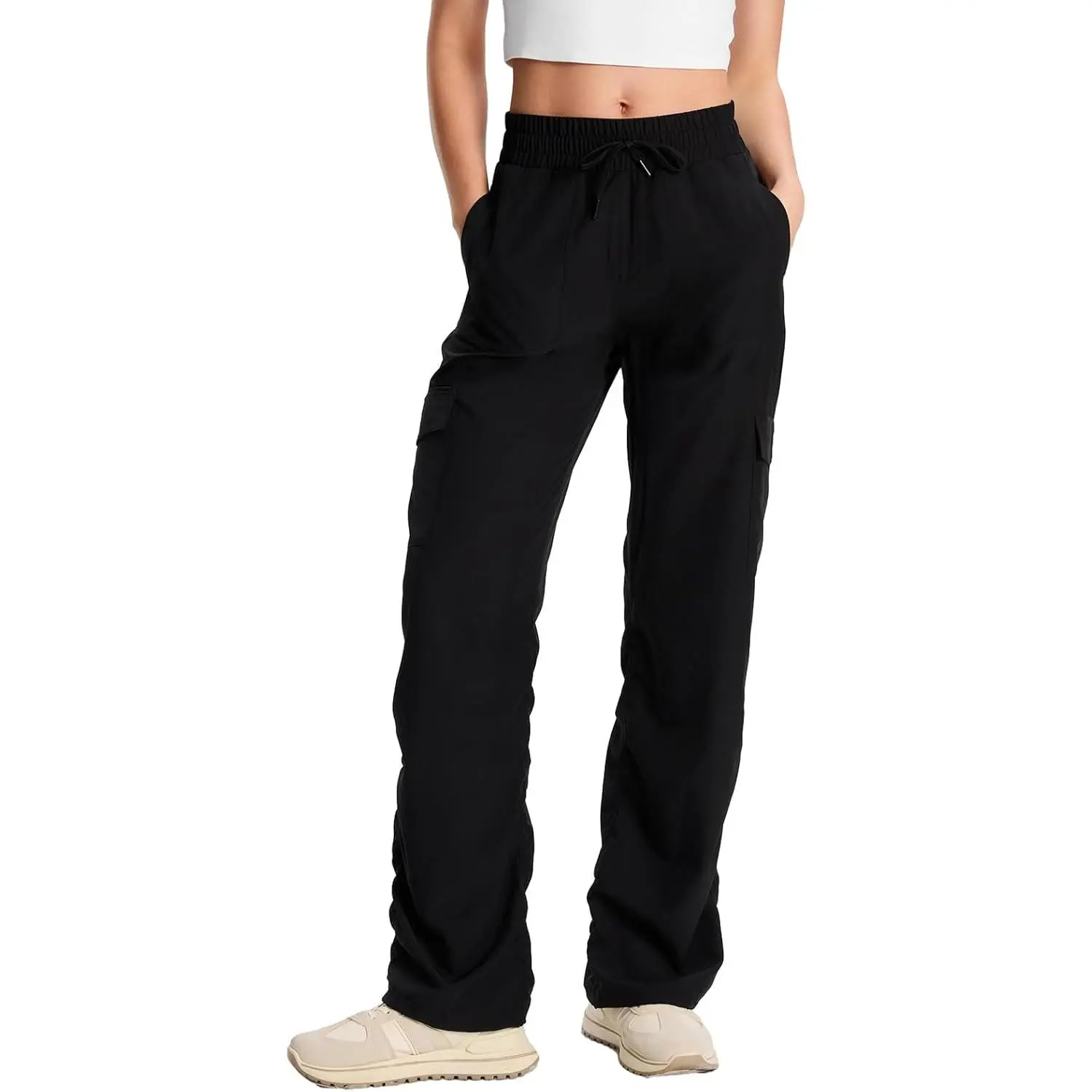 Women's Petite/Regular/Tall Lightweight Dance Studio High Rise Cargo Pants Travel Hiking Casual Pant with 6 Pockets