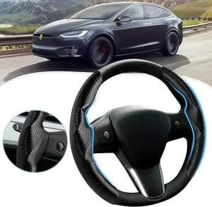 Custom-Fit Steering Wheel Cover for Tesla, Telsa Model 3 / Y Carbon Fiber Steering Wheel Cover for Men/Women, Anti-Slip, Comfortable Grip, Breathable, Model 3 / Y Accessories