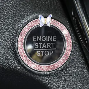 Rhinestone Decor Car Engine Start Stop Button Ring, Car Engine Start Stop Button Decoration, Universal Car Interior Accessories
