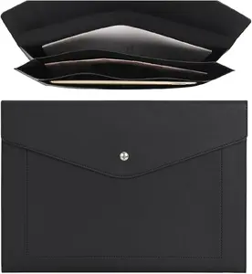 Wason Expanding A4 Document File PU Leather Envelope Case Holder-Large Size Pockets for Paper Bills Stationery Tablet and PC, Work Study Traveling