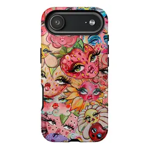 Art Vibe Aesthetic Phone Case - Pop Surrealism Cute Fruit & Flower Face Design | Whimsical Trippy Unique Artistic Cover | Gift for Her Xmas Present | Cover For iPhone 17 Pro Max 16 Plus 15 14 13 12 11 Air