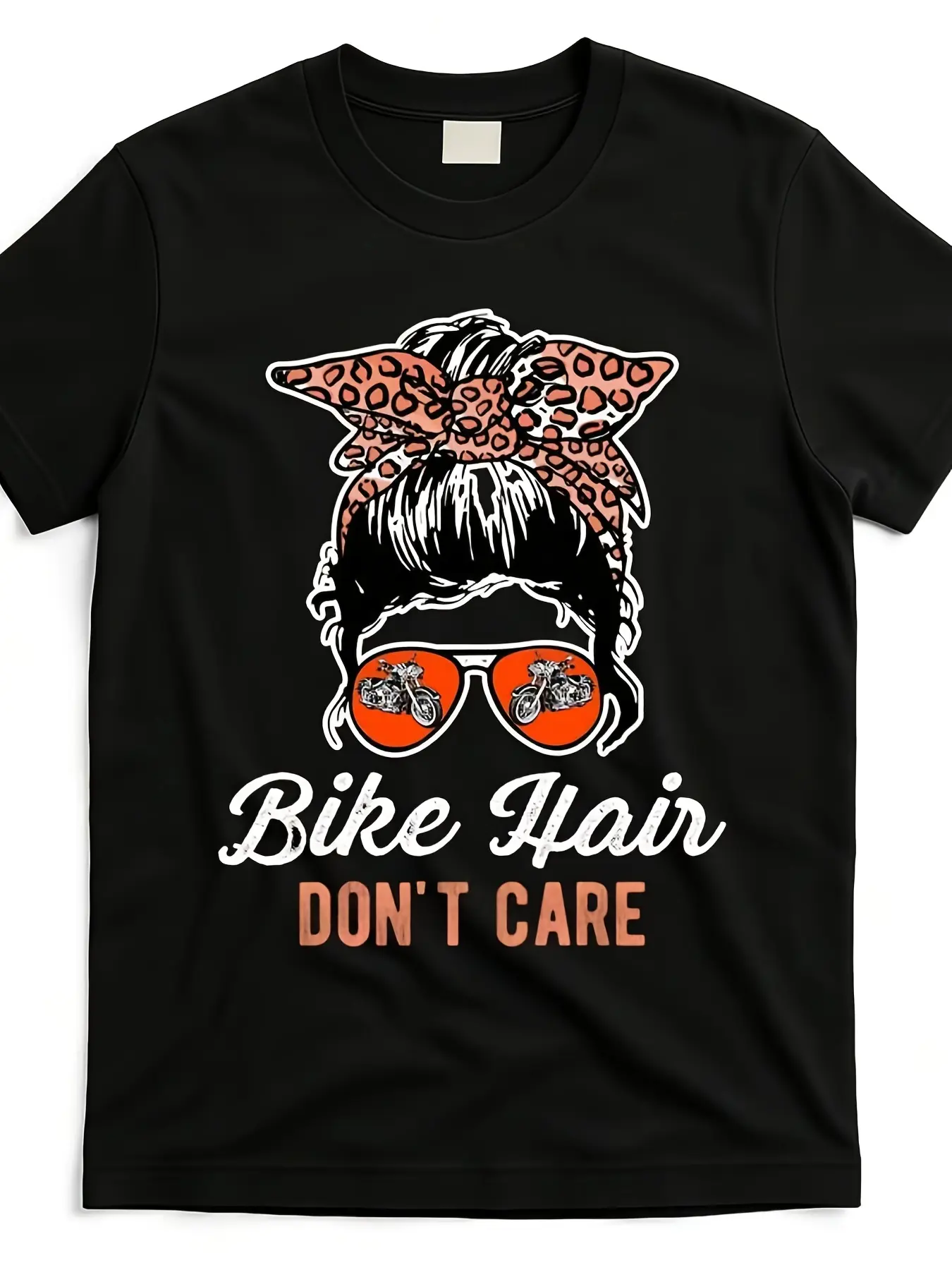 Bike Hair Don'T Care Motorcycle Rider Biker Gift T T Shirt Bhd4767926 At Black Product Image Same Style Men And Women  Summer Short Sleeved Printed T T Shirt Breathable Sweat Wicking and Soft Suitable for Daily Commutes Lounging at Home