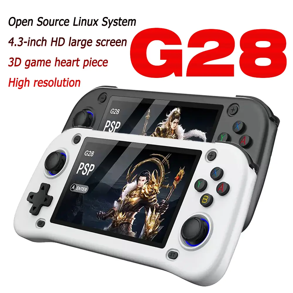 New G28 Retro Handheld Game Console 4.3-inch HD IPS Screen Linux System ...