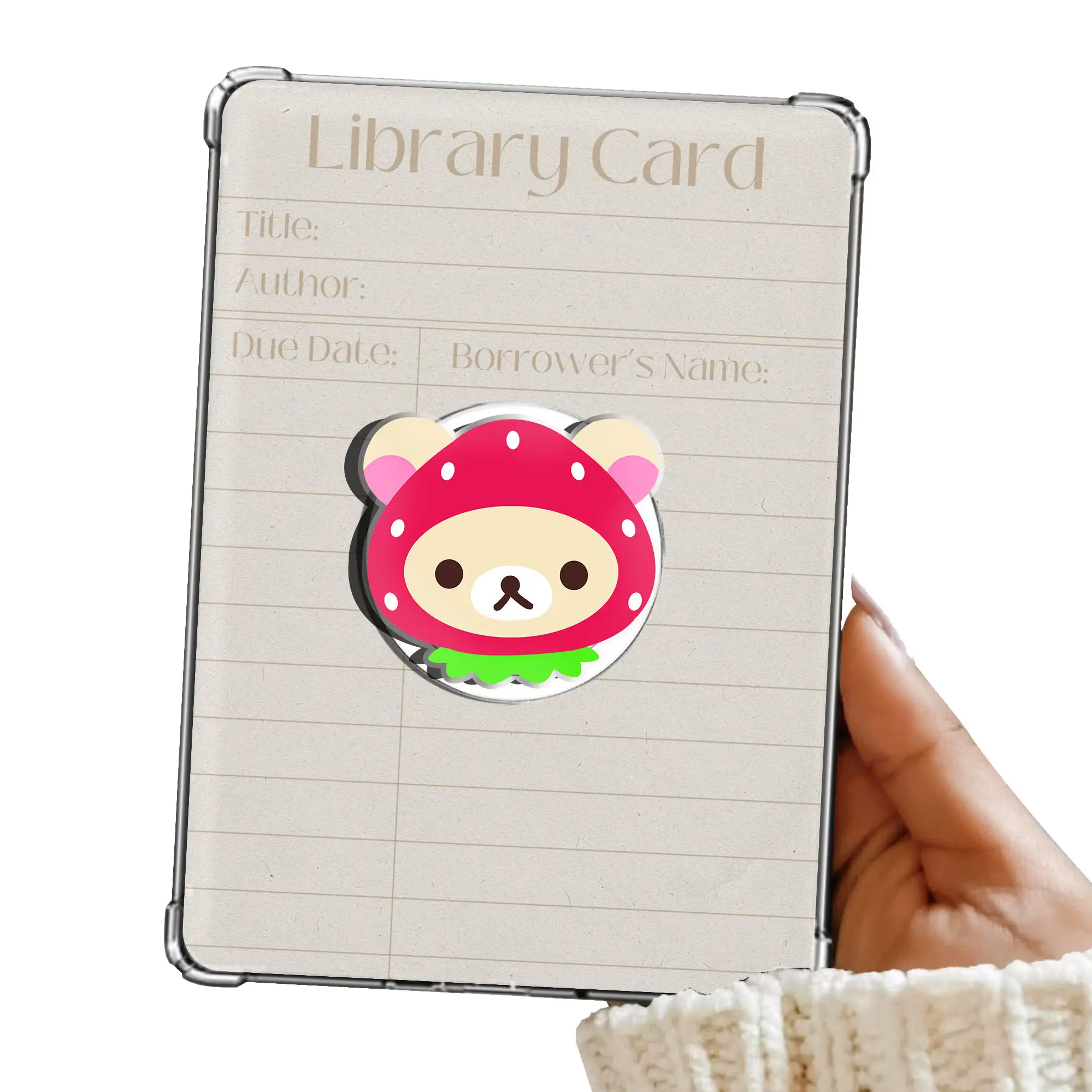 Strawberry Bear Magnetic Pop Socket Kindle Grip Cute Adorable MagSafe Phone Grip Phone Holder Magnetic Pop Socket Phone Kindle Grip Popsocket