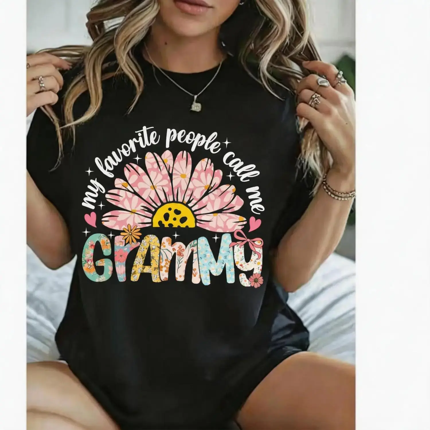 Cotton Unisex My Favorite People Call Me Grammy Mothers Day Girly Women T-Shirt