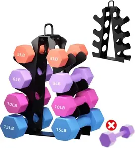 4-Tier Dumbbell Rack – Heavy Duty Weight Storage for Home Gym, Compact Free Weights Organizer Stand, Dumbbell Holder for Small Spaces, Apartment, Garage, Fits 5-15 lbs (Rack Only)
