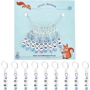 9 count Number  Markers, Numbe 10-90  Beads Crochet  Marker Charms Locking  Marker for Knitting Weaving Sewing Accessories Quilting