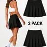 Women's 2PACK High-Waist Breathable Polyester Pleated Athletic Skorts with Pockets & Shorts - Universal Above-the-Knee Casual Sporty Skirts for Tennis, Golf - Summer Sporty Chic Wear