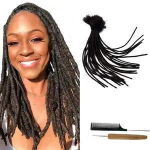 MXIRE100% Human Hair Loc Extensions Handmade Permanent Dreadlock Extensions for 4C Natural Hair Bleachable Dyeable (Pack of 10-60, 4-12 Inch)