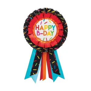 Happy B-Day Award Ribbon Button