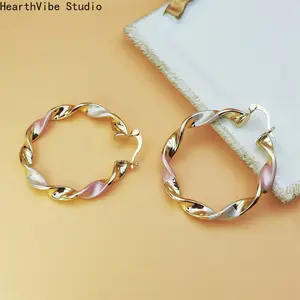 HearthVibe Studio Vintage Twist Big Round Hoop Earrings Golden Color Geometry Drop Dangle Jewellery for Women Girl Party Wedding Jewelry Gifts
