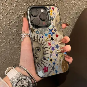 Creative Star & Moon Pattern Phone Case, TPU Decorative Phone Protector Cover, Phone Accessories Compatible with iPhone 11 12 13 14 15 16 17 Pro Max XR XS Max