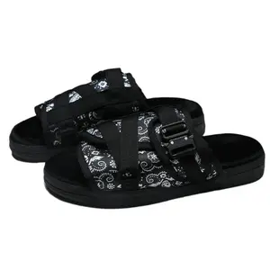 Bandanna Paisley Print Slide Sandals for Men and Women – Custom Paisley Design with Adjustable Straps, Arch Support & Slip-Resistant Sole, Perfect for Wide or Narrow Feet, Stylish Casual Footwear for Everyday Wear