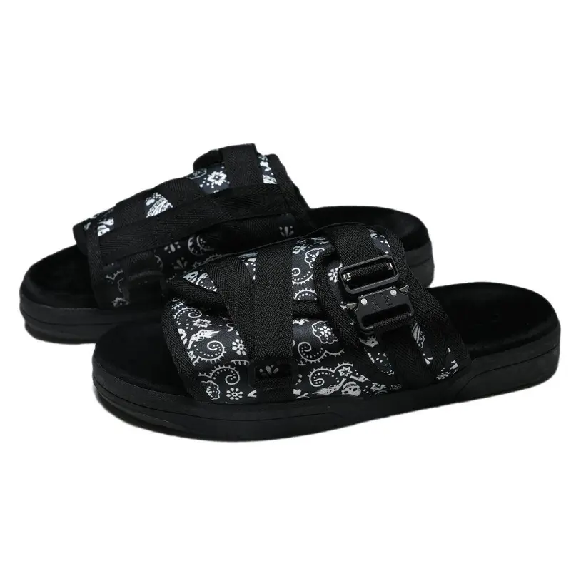Bandanna Paisley Print Slide Sandals for Men and Women – Custom Paisley Design with Adjustable Straps, Arch Support & Slip-Resistant Sole, Perfect for Wide or Narrow Feet, Stylish Casual Footwear for Everyday Wear