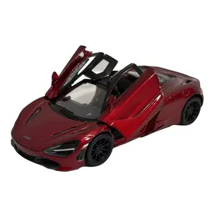 KINSMART 1:36 Scale McLaren 720S Die Cast Metal & Plastic Burgundy Model Car with Openable Doors Pull Back Action Officially Licensed