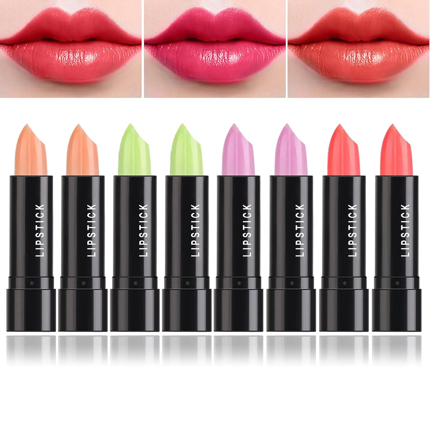 Color Changing Change Lipstick,Magic Lipstick Jelly Lip Balm,Moisturizer Tinted Lip Tint Stain Long Lasting Waterproof Temperature Color Change Lip Gloss