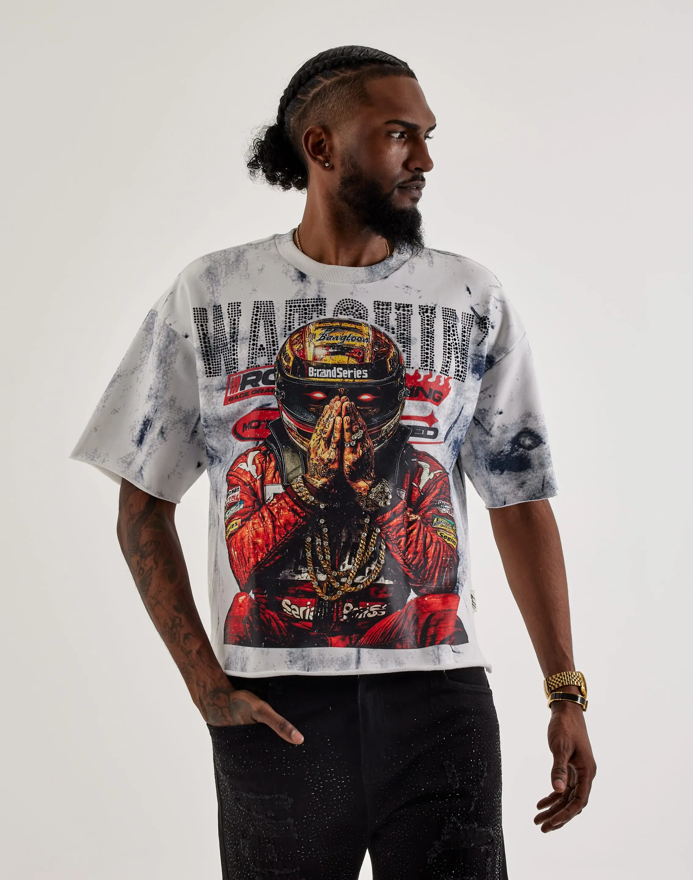 Mens BKYS Watchin Terry Cropped Tee
