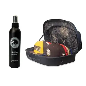 Homiegear Authentic Cap Carrier Case for 14 Caps with Cap Shaper Spray - Cleans All Types of Hats, and Caps - Headwear Reshape Your Hat Spray Makes Old Cap Look New - 8 Fl Oz (Black Hawk Feather)