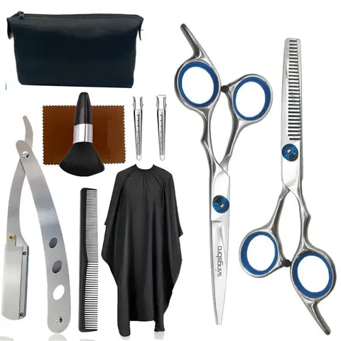 Wingsbro 10pcs Barber-Grade Hair Scissors Kit - Unisex Adults Hair Cutting Kit, Precision Trimming Shears, Thinning Shears, Heatless Haircare Tool for Salon, Barbershop & Home Use