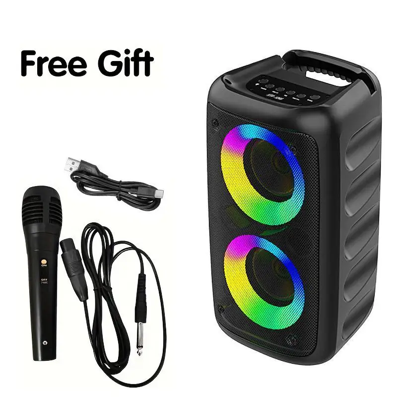 Portable Wireless Bluetooth Speaker With Microphone, Large Speaker, Stereo Speaker, Subwoofer, Outdoor Wireless Speaker, Party Disco Light, TWS, TF, A