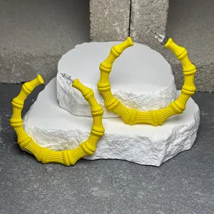 Bamboo Hoop Earrings – 2.75"