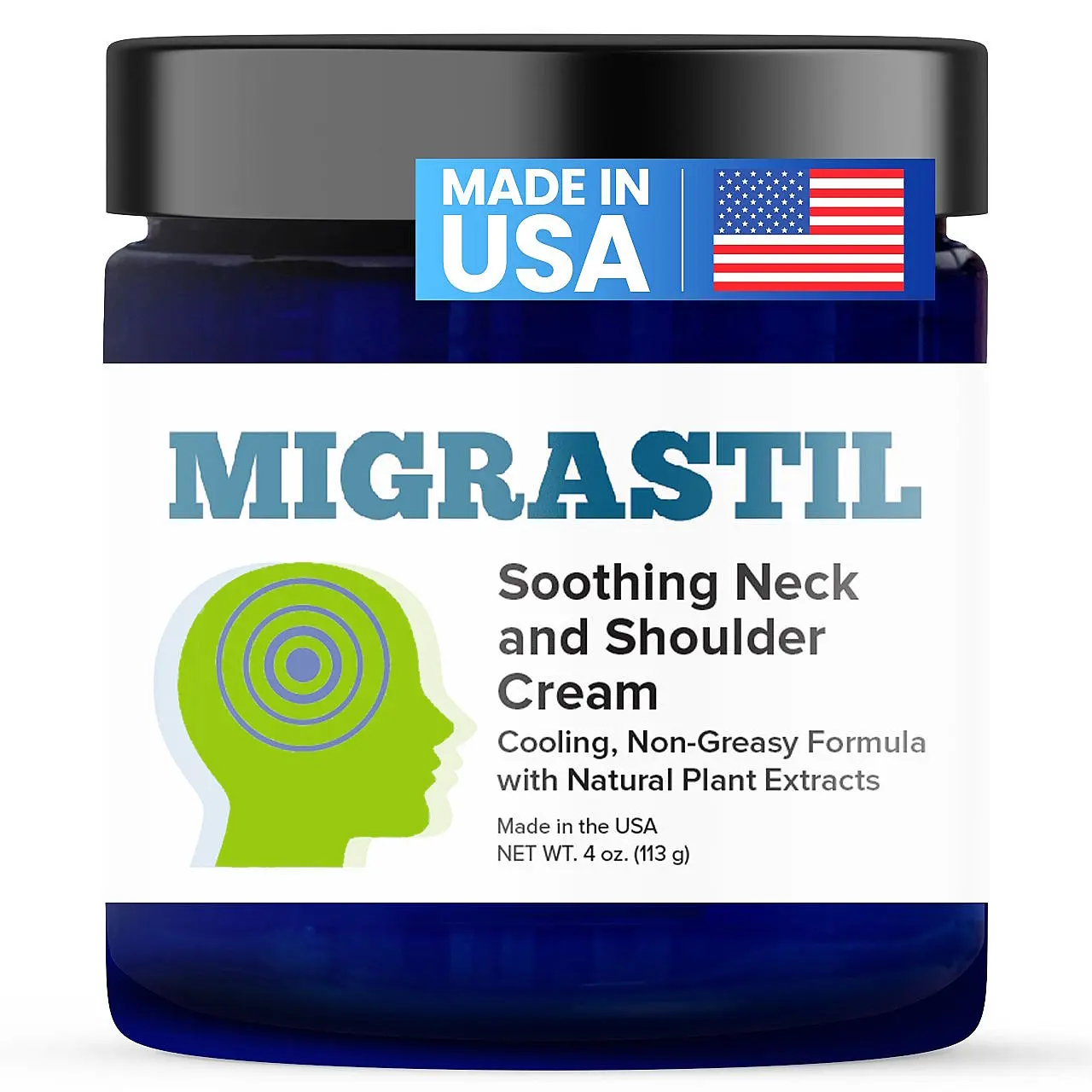 Migrastil Soothing Neck & Shoulder Cream & Body Butter    – Cooling, Fast-Absorbing & Non-Greasy – 4 oz. – HSA/FSA Eligible - Made in USA Body Care