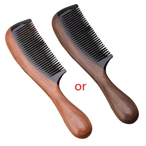 Pro Natural Ox Horn Green Sandalwood Fragrant Comb with Wooden Handle for Hair Care