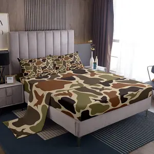 Feelyou Duck Hunting Bed Sheet Set - Army Camo Military Bedding Set with Wild Woodland, Farmhouse Flat and Fitted Sheets