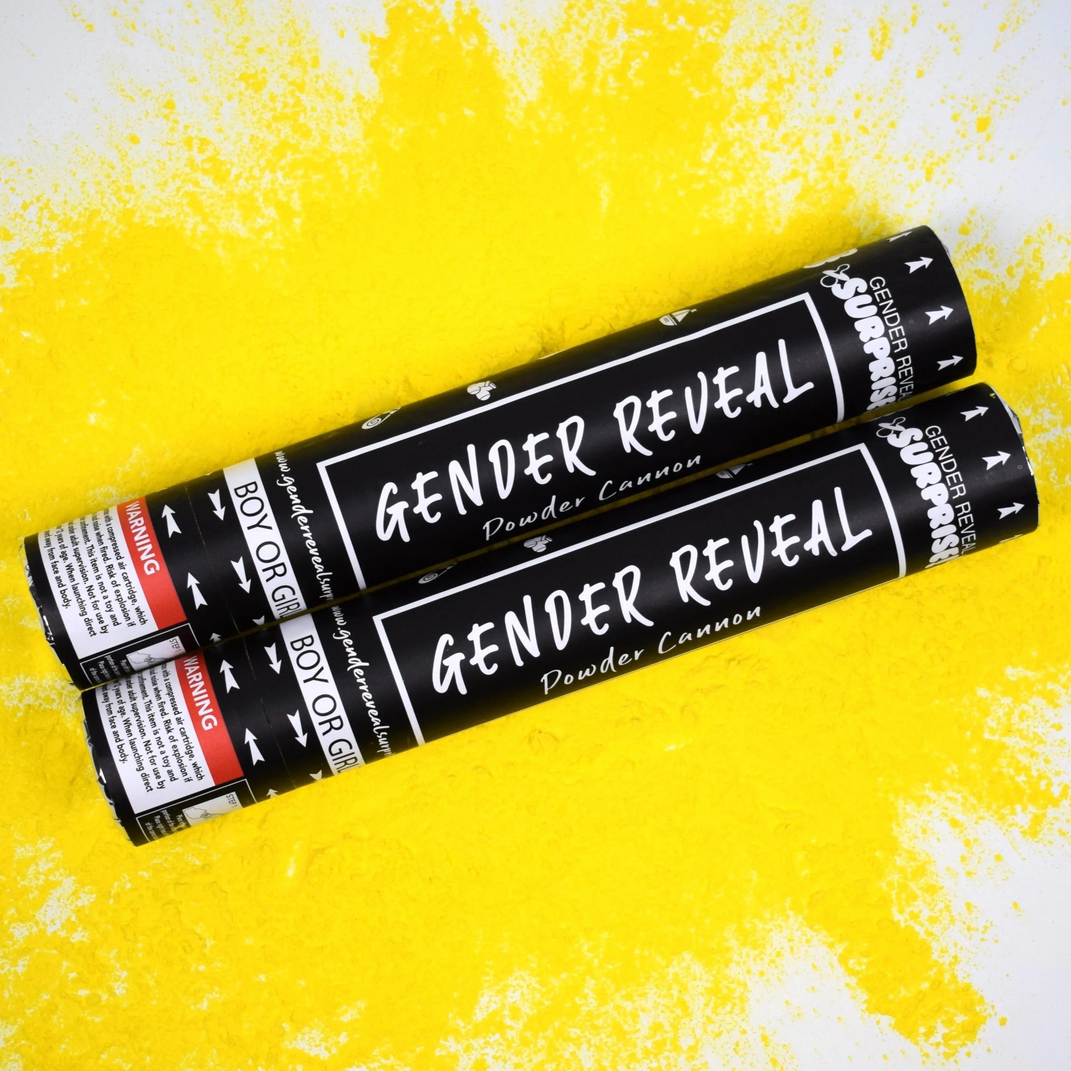 12-in Gender Reveal Powder Cannon Kit, Colorful Yellow Festive Party Supply with Vibrant Burst Effect for Gender Reveal Celebrations