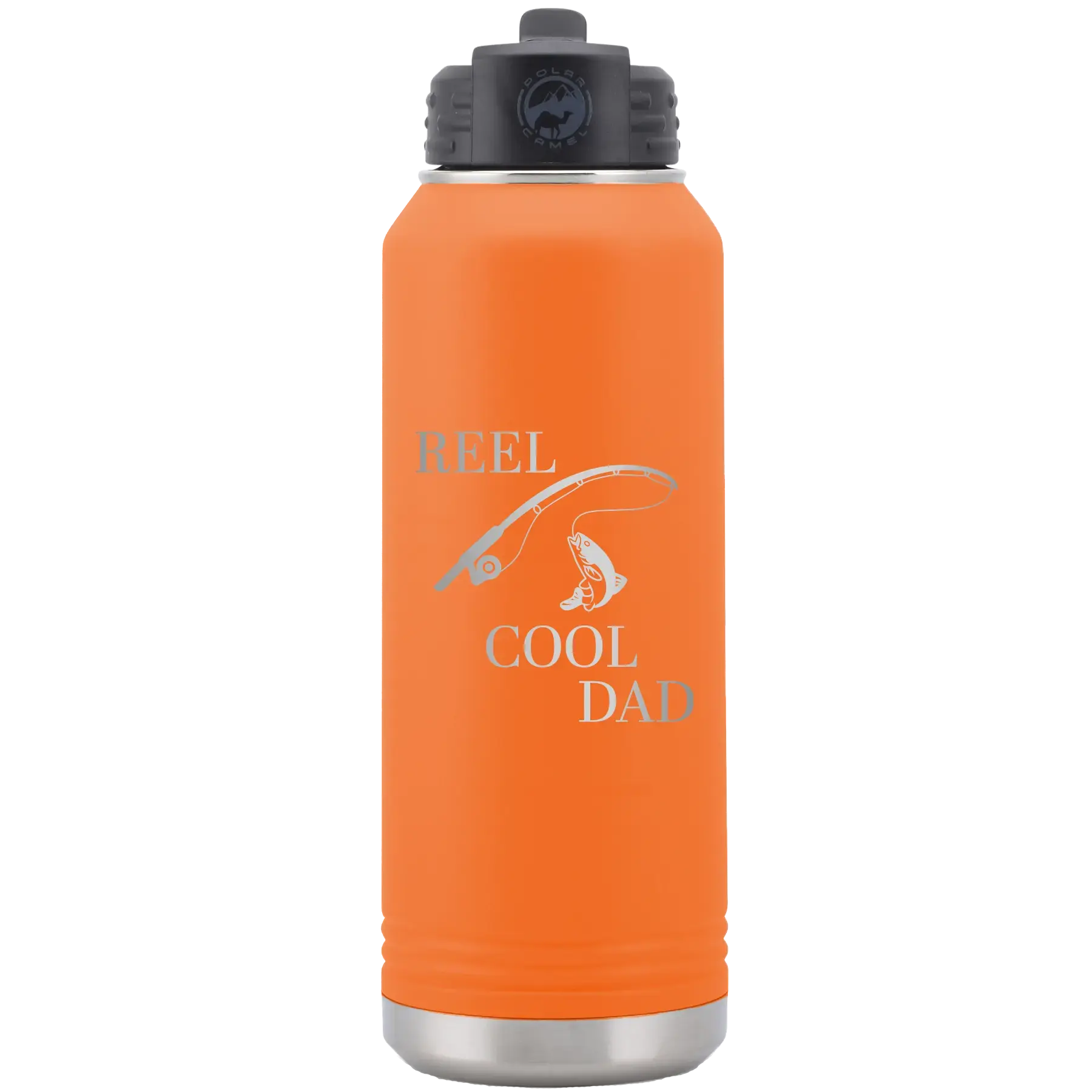 Personalized Reel Cool Dad 32 oz Water Bottle - Orange