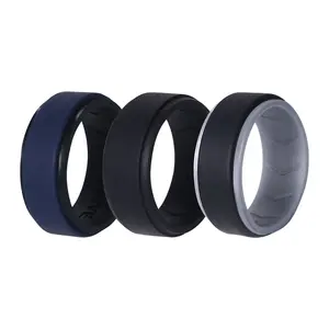 OIDEA Mens Silicone Wedding Rings, 8mm Breathable Beveled Edge Rubber Wedding Bands, Sport Silicone Ring for Men