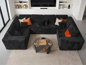 Cloud Sectional Couches for Living Room,Modular Sectional Sofa No Assembly,133X108 Inch Plush Corduroy Large U Shaped Floor Couch Set with Deep Seat Right Chaise