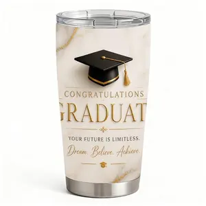 20oz Congratulations Graduate Your Future is Limitless Dream Believe Achieve Stainless Steel Tumbler， Tumbler with Lid Double Wall Vacuum Insulated Travel Mug， Coffee Cups With Lids， Perfect Gifts For Birthday Holidays.
