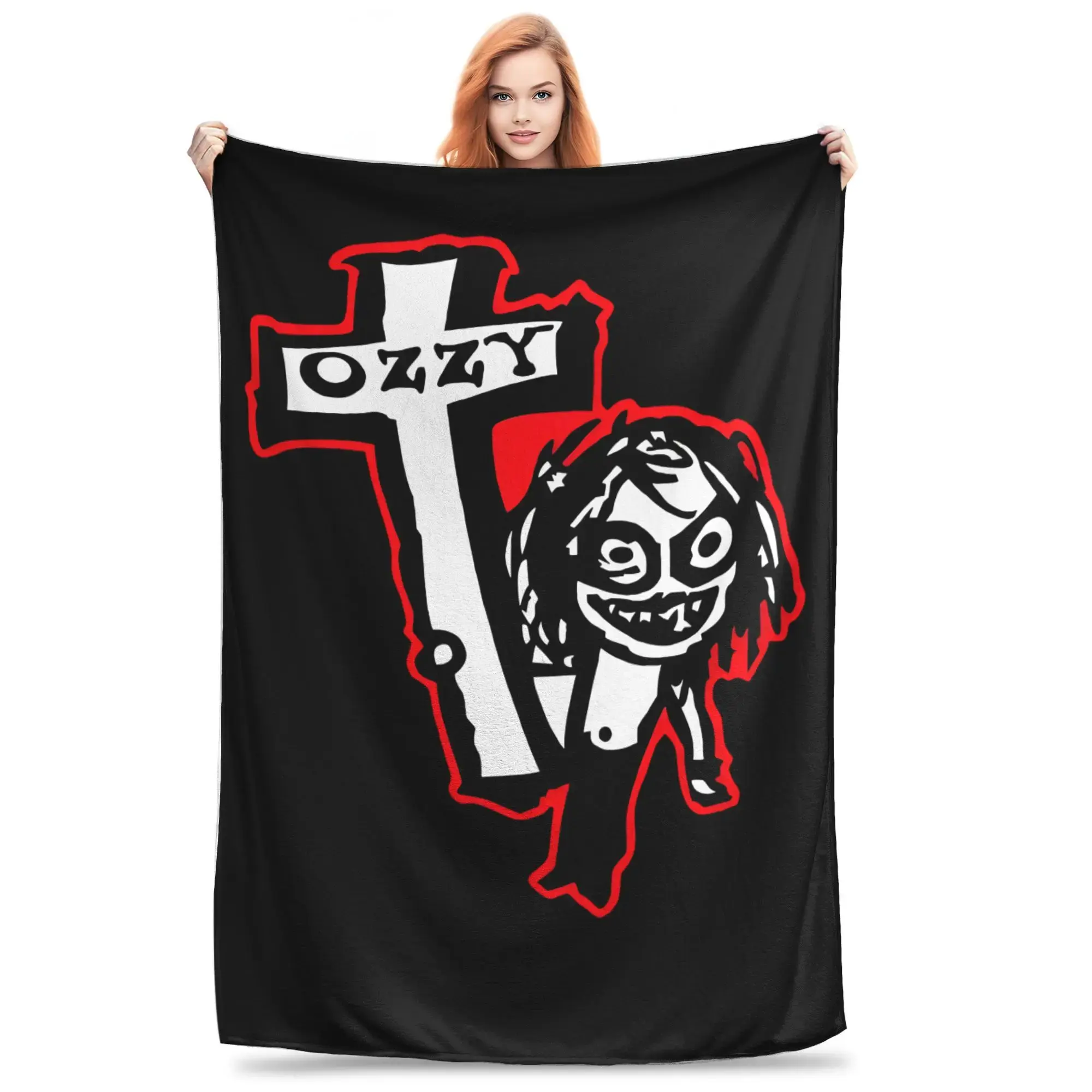 Soft Blanket Picnic Black Sabbath Cartoon ozzy osbourne Throw Blanket Flannel Bedspread For Outdoor Fluffy Sofa Bed Cover