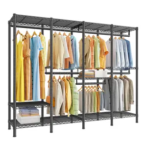 Garment Rack 4D5H Clothing Rack 990LBS Racks for Hanging Clothes Heavy Duty Metal Coat Rack Freestanding Wardrobe Closet