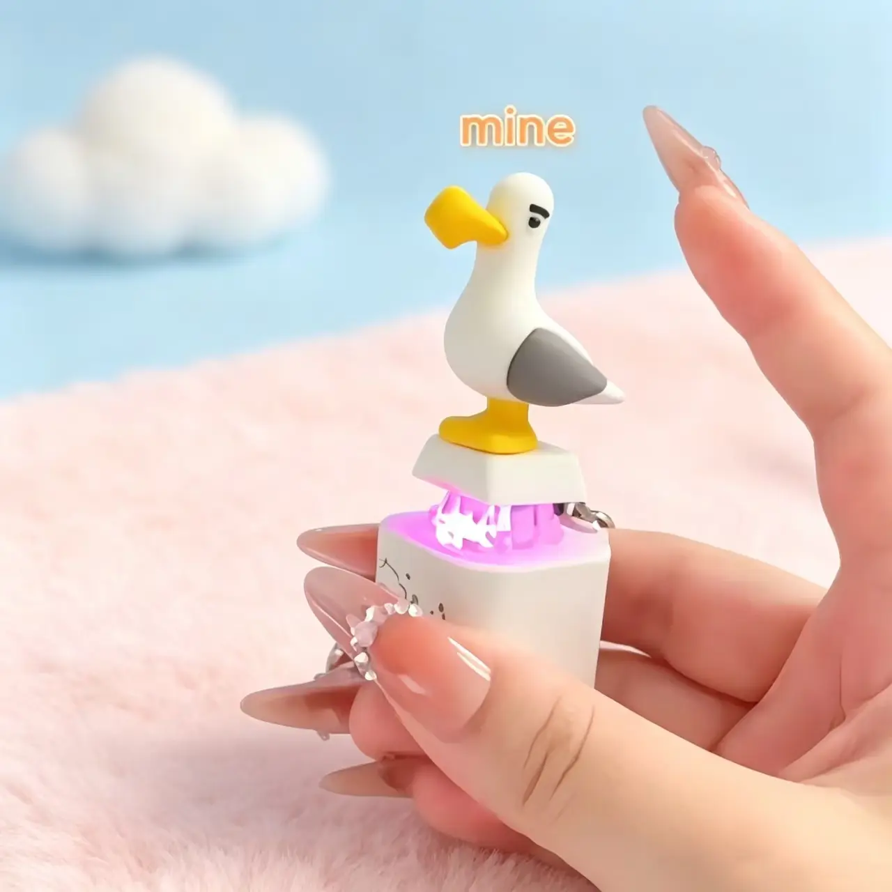 Seagull Mine!! Sound Button Keychain, Built-in Real Voice Sound & Glowing LED Light, Portable Interactive Novelty Prank Key Ring, Fun Birthday Holiday Gag Present for Adults Teens Friends Family gift Cute Halloween gift