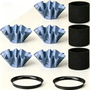 Replacement Vacuum Filter Set 6 Pack, Wet Dry Paper Disc Filter and Foam Sleeve for 5 Gallon and Above Vacuum Cleaners, Compatible with 9010700 9013700 9058500, No Glue Needed, Reusable, Easy Clean