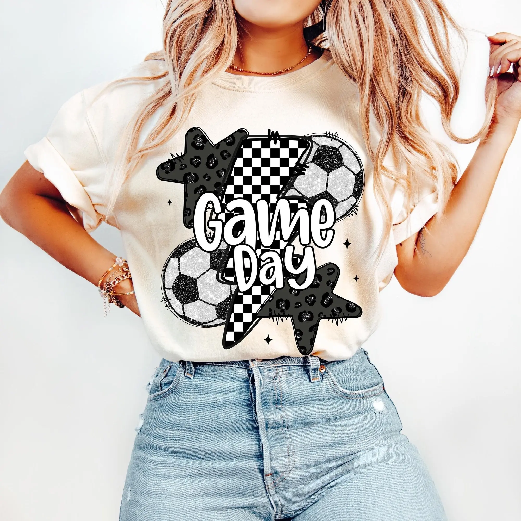 Soccer T-Shirt, Game Day Soccer TShirt, Retro Checkered Soccer TShirt, Soccer Mama Shirt, Soccer Mom T-Shirt, Leopard Soccer Coquette