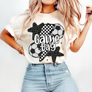Soccer T-Shirt, Game Day Soccer TShirt, Retro Checkered Soccer TShirt, Soccer Mama Shirt, Soccer Mom T-Shirt, Leopard Soccer Coquette