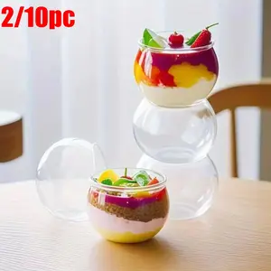 Mini Transparent Dessert Mousse Cake Containers, Reusable Fishbowl Design, Ideal for Parties, Birthdays, Holidays, Ice Cream, Salad, Fruit, Pudding, Stackable Food Containers