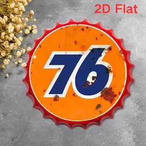 Vintage-Style Metal Sign Resembling 2D Flat Beer Bottle Cap, Decorative Wall Art for Home & Bar, Durable Design Measures 13.7 Inches