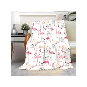 Luxurious Flamingo Lover's Gift - Soft Fleece Throw Blanket With Vibrant Pink Flamingos & Palm Trees Design, Cozy All-Season Sofa & TV Snuggle Blanket, Ideal For Home Decor & Warmth, Flamingo Decor-30*40in