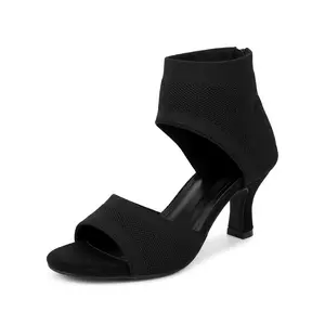 Women's  heels Fashionable women's high heels and knitted open-toe sandals, suitable for daily casual wear in summer.